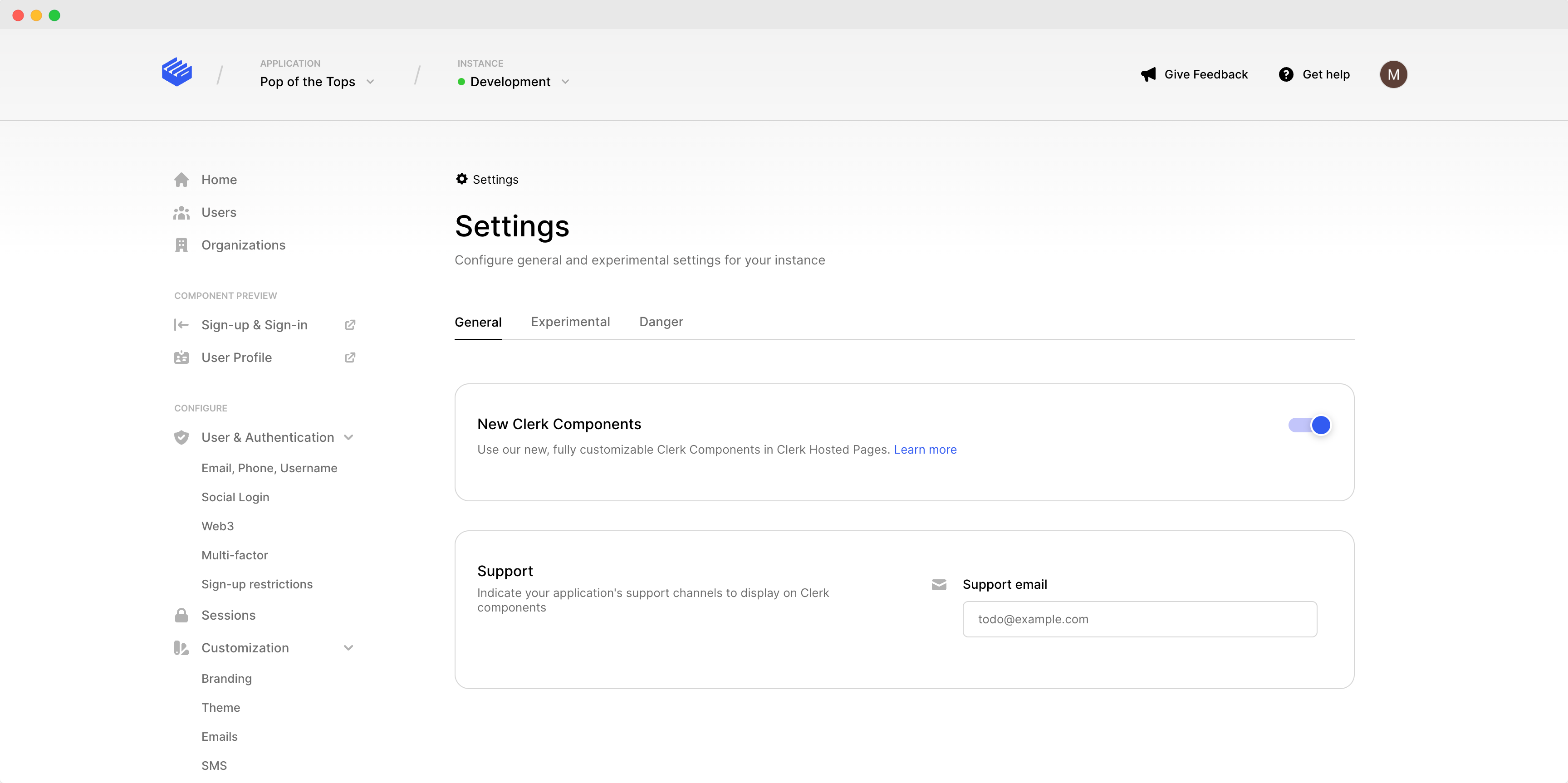 New Clerk components setting